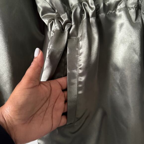 Gap Jacket Womens Medium Green Longline Satin Utility Drawstring Casual - Picture 9 of 13